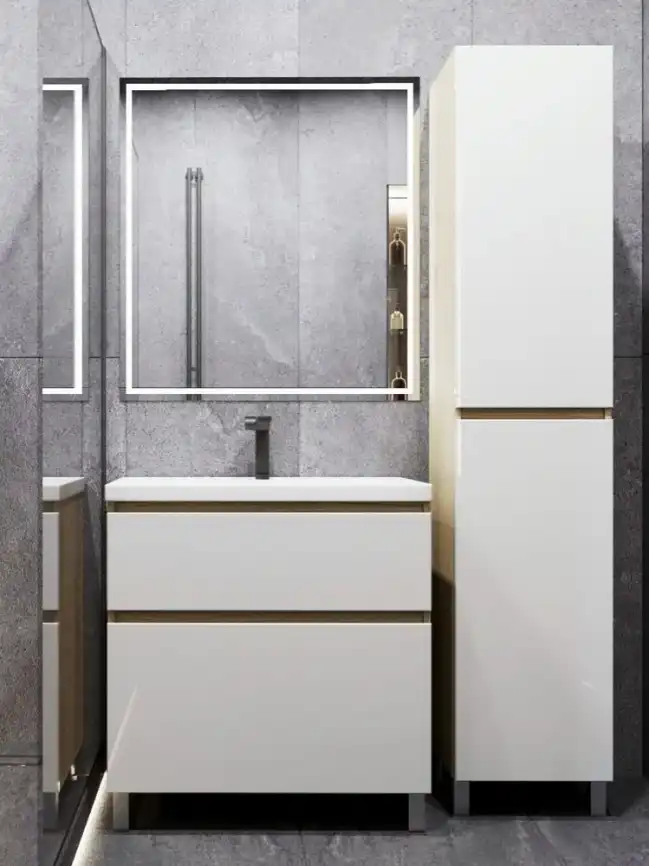 Тумба с раковиной FAURAplus Аврора 70-2, напольная (Раковина Classica 70) Фасад Белый фото 2