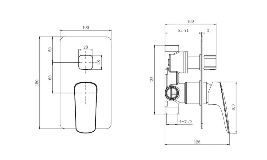 Смеситель для душа Aquatek Вега AQ1046CR встраиваемый, с внутренней частью, Хром фото 2