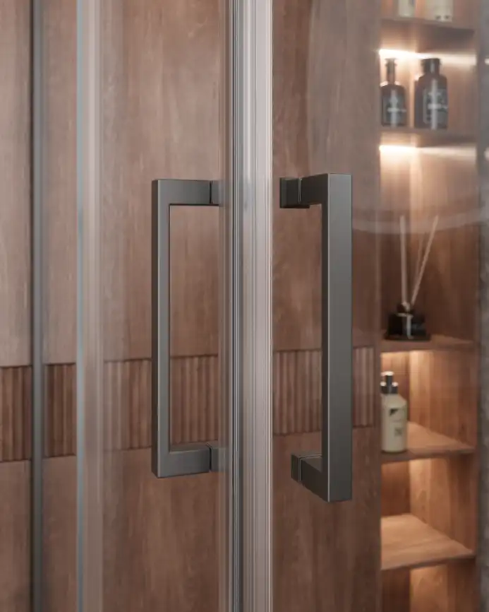 Душевой уголок CEZARES MOLVENO-AH-21-100+20-C-GM-IV стекло Прозрачное, профиль Оружейная сталь фото 2