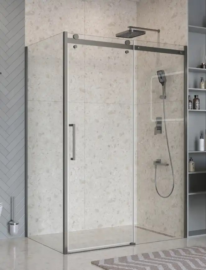 Душевой уголок BelBagno MARINO-2-AH-1-140/90-C-GM стекло прозрачное, профиль Оружейная сталь фото 7