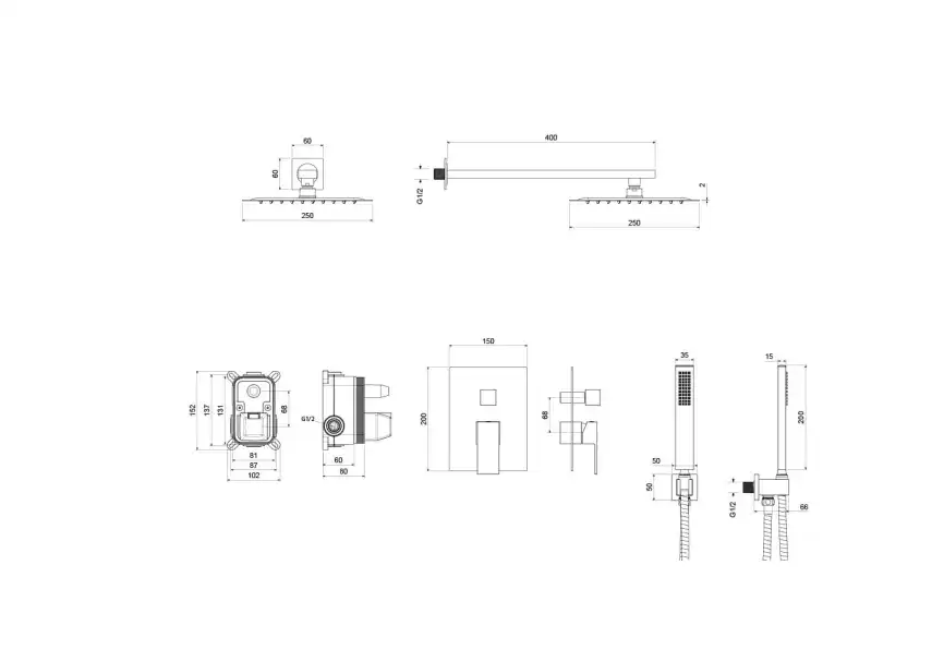 Душевая система Aquatek ЛИБРА AQ1672MB для душа встраиваемая, Черный матовый фото 2