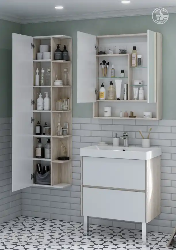 Зеркало-шкаф Aquaton Сканди 70 1A252202SDB20  цвет, белый / дуб верона фото 5