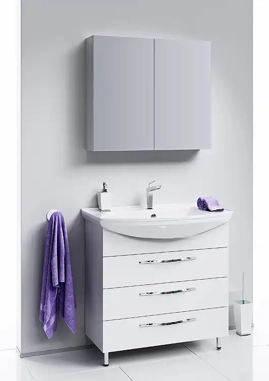 Тумба с раковиной напольная Aqwella Allegro 85 см, Agr.01.08/3, цвет Белый фото 2