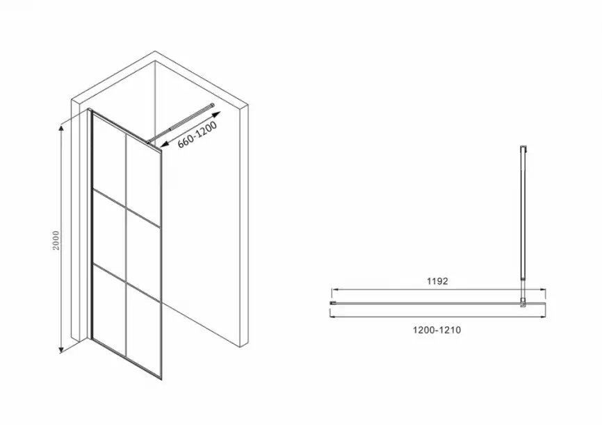 Душевая перегородка Abber Immer Offen 120 см, AG62120B, профиль Черный, стекло Прозрачное фото 4