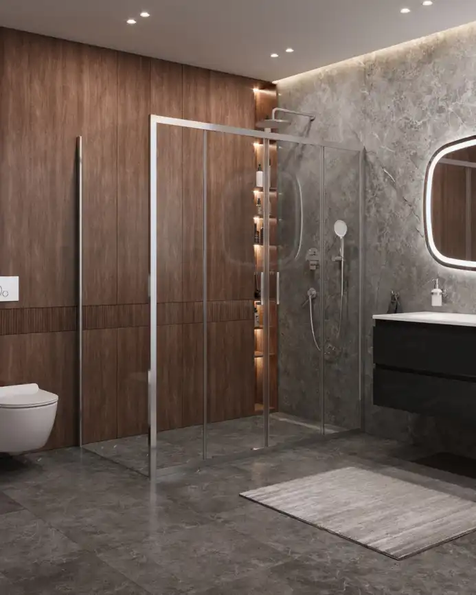 Душевой уголок CEZARESMOLVENO-AH-2/1-170/90-C-Cr-IV стекло Прозрачное, профиль Хром фото 1