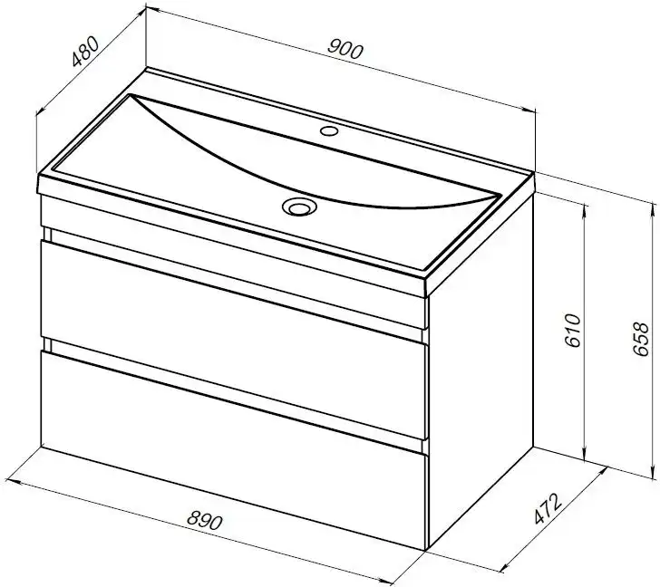 Тумба под раковину Aquanet Нота New 90 2 ящика, белый глянец 335419 фото 2