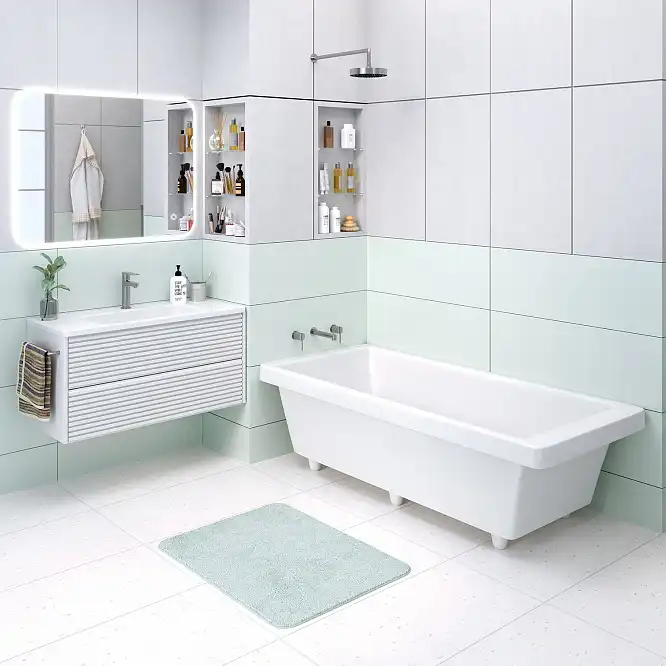 Ванна из литьевого мрамора  Aqua de Marco NESTOR 177х80 Белая 1180WNES фото 1