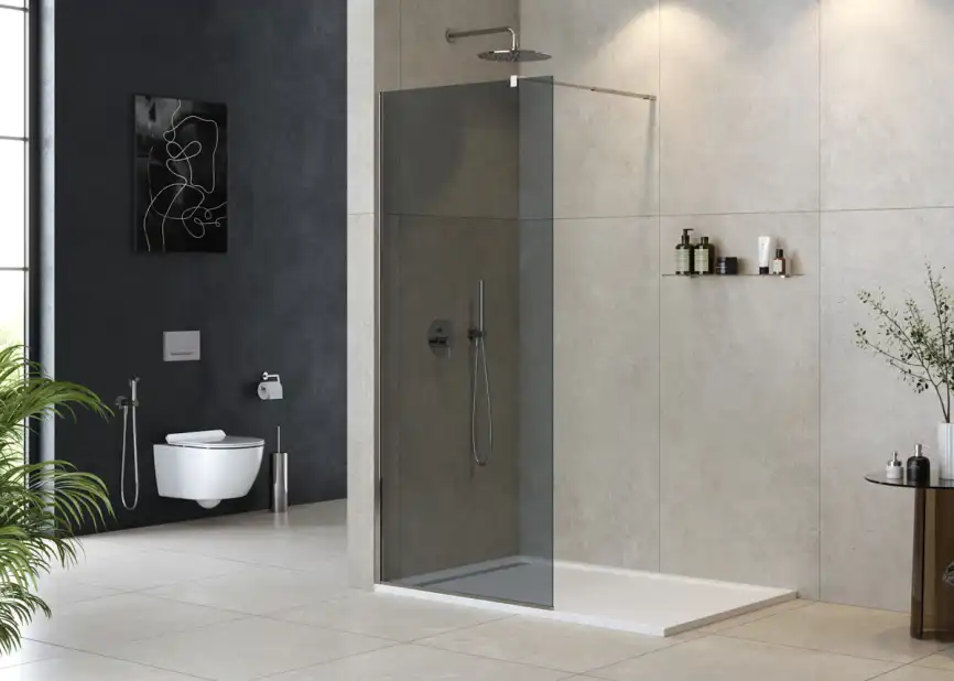 Душевая перегородка CEZARES LIBERTA-L-1-100-GR-Cr стекло Тонированное (графит), профиль Хром фото 1