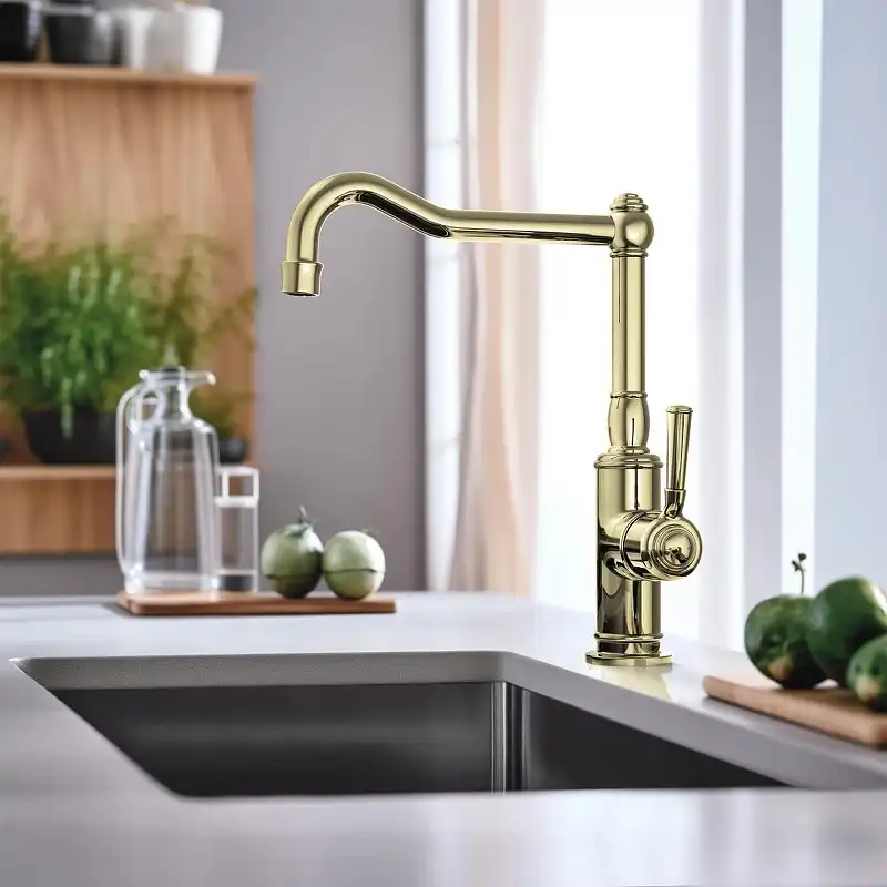 Смеситель для кухни Aquatek Классик AQ1580PG поворотный излив, Золото фото 4