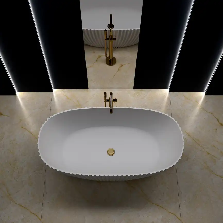 Ванна из литьевого мрамора  Aqua de Marco Sapphire 170х85х61 Solid Perfection 1170WSAPP_SOL, Белая матовая фото 6