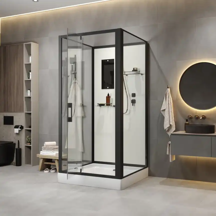 Душевая кабина Niagara Standart 90х90 ST90/15Q/BL/BK низкий поддон, черный профиль, без крыши фото 8
