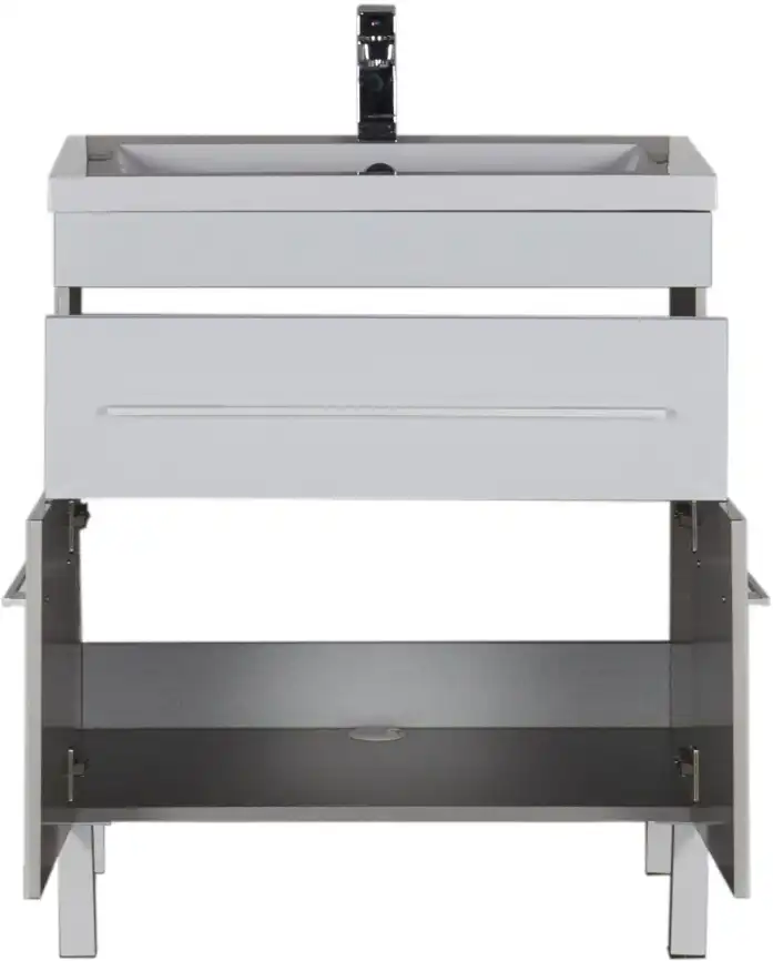 Тумба под раковину Aquanet Верона 75 белый (напольная 1 ящик 2 дверцы) 182706 фото 9