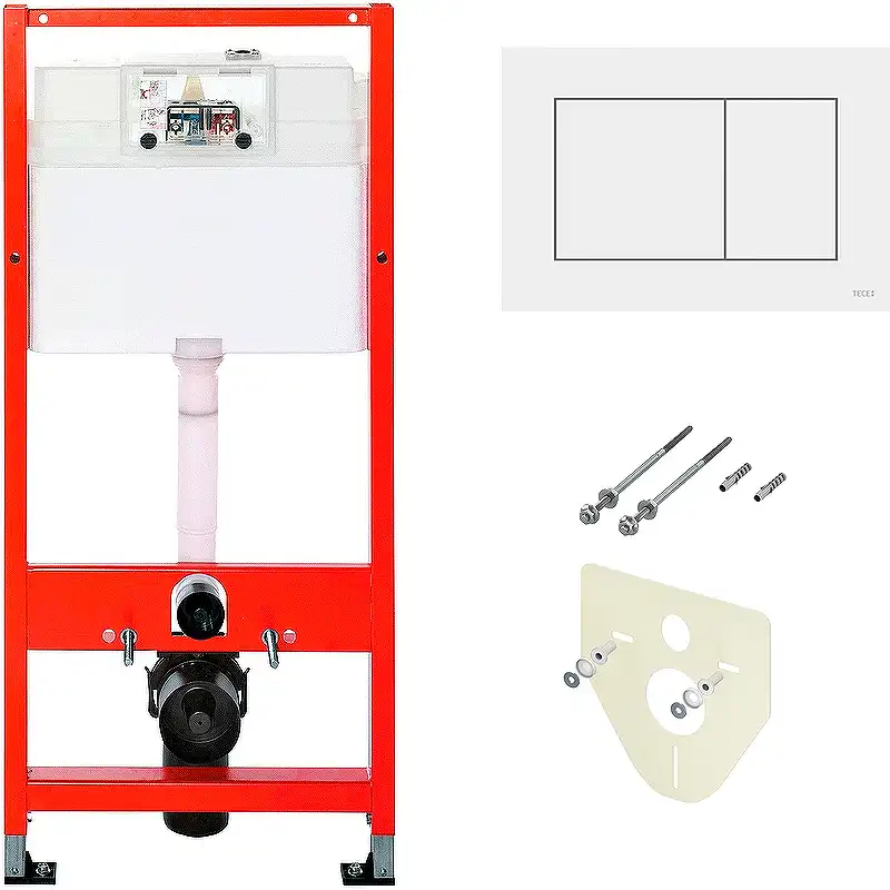 Инсталляция Tece Base 9400413 для подвесного унитаза с Белой кнопкой смыва фото 1