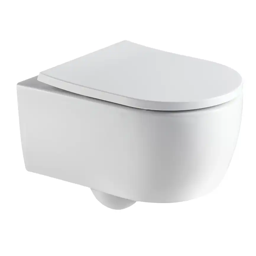 Подвесной унитаз Azario Ollin AZ-1293WH безободковый, с сиденьем микролифт, Белый глянцевый фото 1