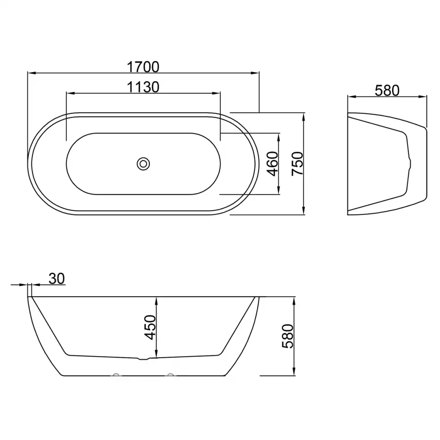 Акриловая ванна Azario BLANCA 170х75 AZ-6602-17075, Отдельностоящая фото 5