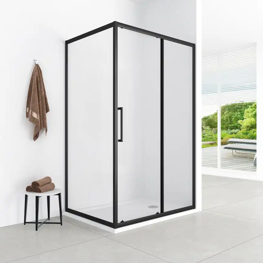 Душевой уголок Loranto 120х90 CS-AB02B-129, профиль черный матовый, стекло Прозрачное фото 6