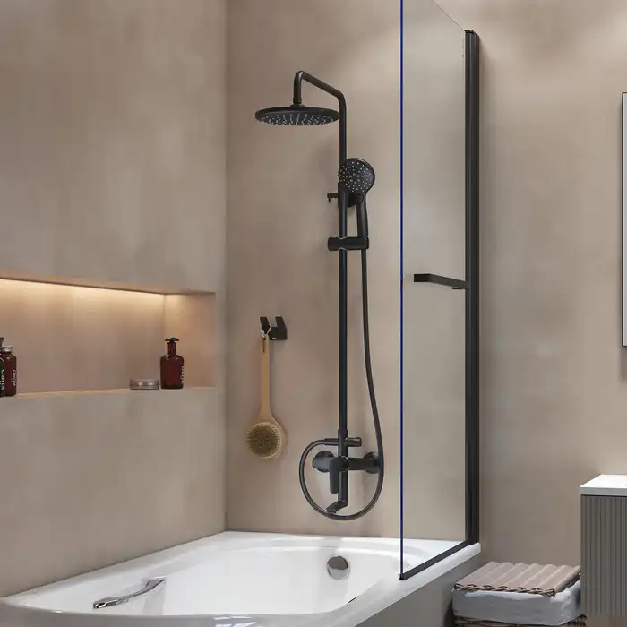 Душевая система IDDIS Ray RAYBL3Fi06 для ванны с изливом цвет, Матовый черный фото 1