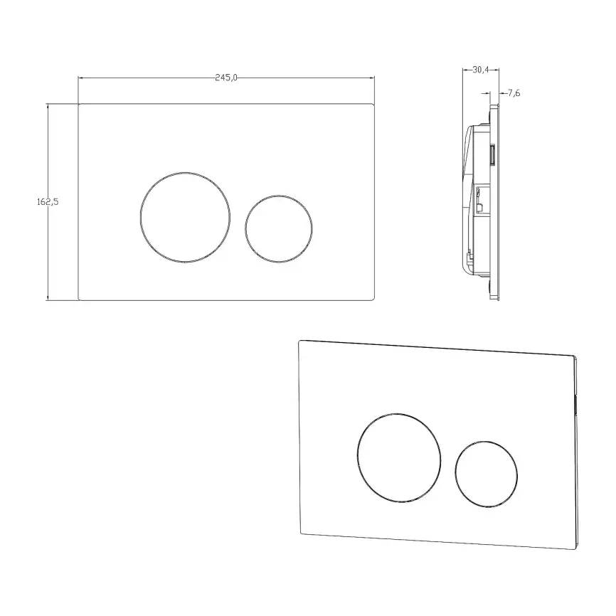 Кнопка смыва AZARIO NEW-TS AZ-SS-002-G, Золото матовое фото 2