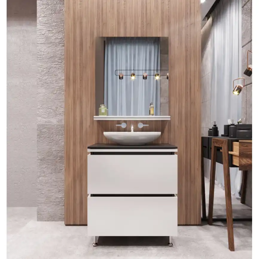 Тумба со столешницей AURA ТРИУМФ 70-2 напольная Белая фото 1