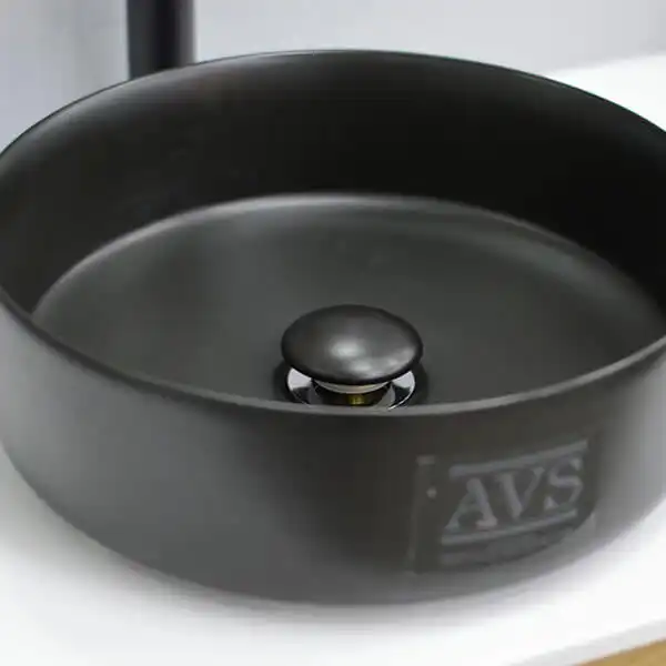 Раковина AVS Art Basin 35,5x35,5 801-0201-d36MB+Д/К. черная с донным клапаном фото 6
