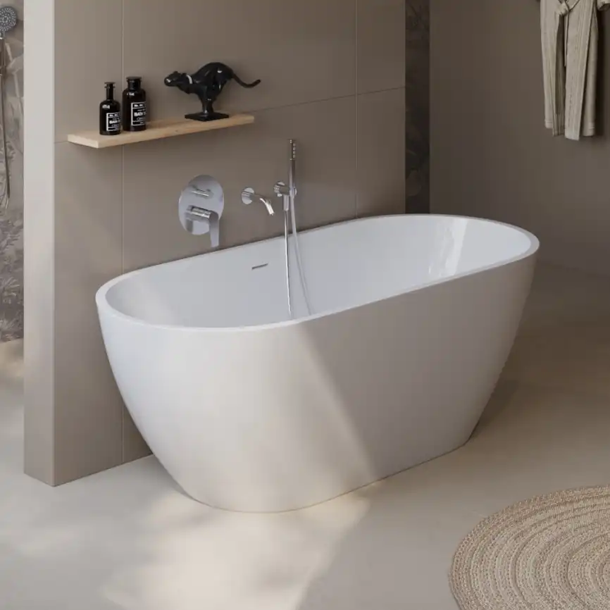 Акриловая ванна BELBAGNO UNO 150х73 BB701-1500-730-K, отдельностоящая, Белая глянцевая фото 1