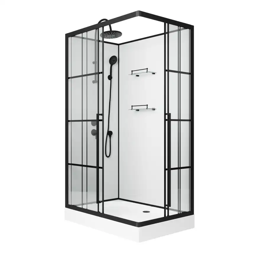 Душевая кабина Niagara Standart 120х80 ST120/80/15QL/KL/BKT низкий поддон, черный профиль, стекло прозрачное фото 2