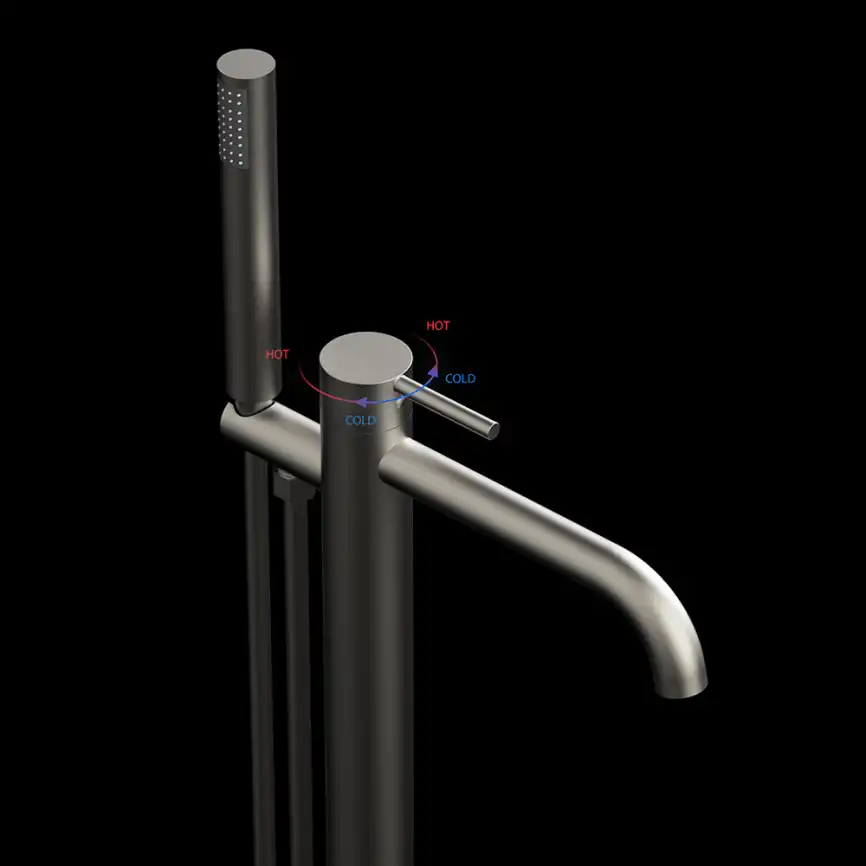 Смесители для ванны AVS Slimmer 811-112-GM напольный, оружейная сталь фото 11