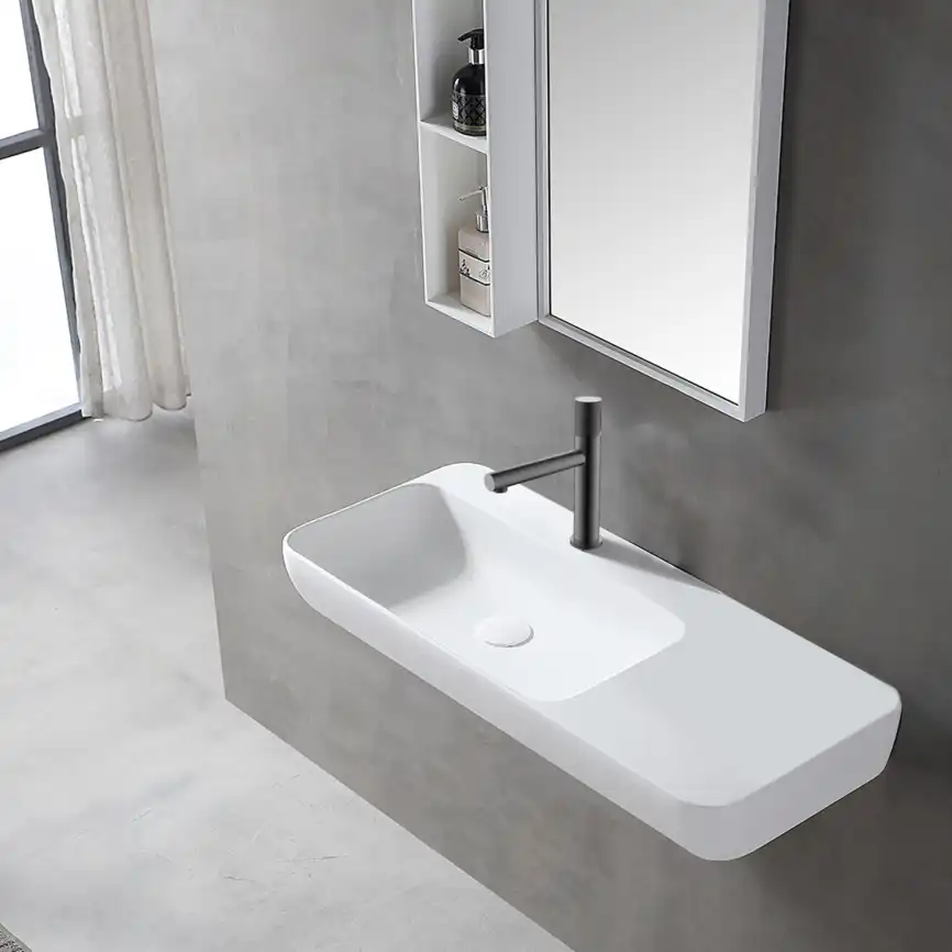 Смеситель для раковины Vincea Groove VBF-4G1GM, вороненая сталь фото 3