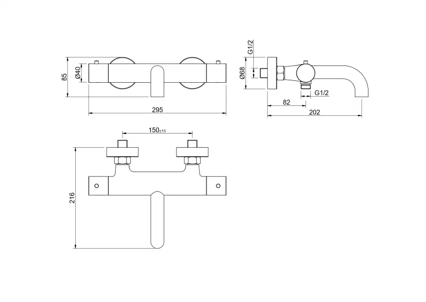 Смеситель для ванны Aquatek Европа AQ1343BGM термостатический, Оружейная сталь фото 3