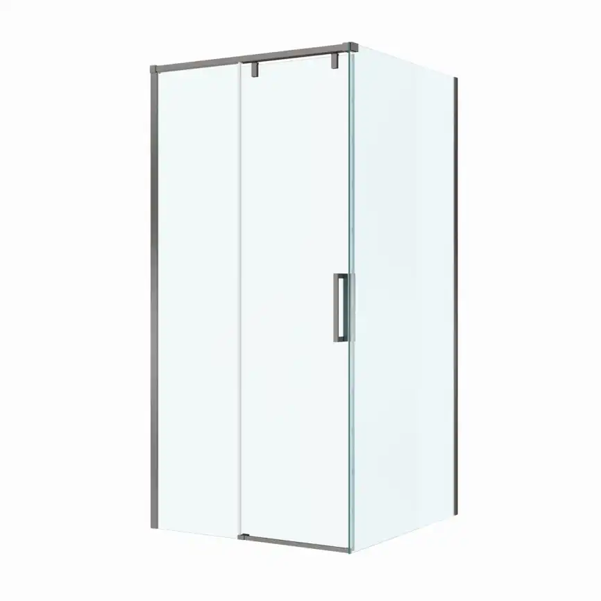 Душевой уголок BelBagno SOFT_CLOSE-1-A-1-100-C-GM стекло прозрачное, профиль Оружейная сталь фото 10