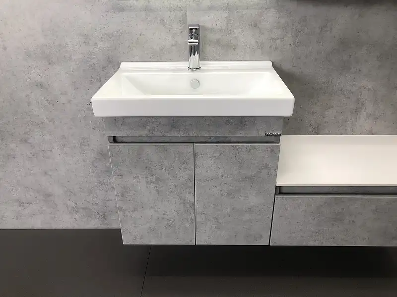 Тумба с умывальником Comforty Осло 80 Бетон светлый, 00-00000836 фото 2