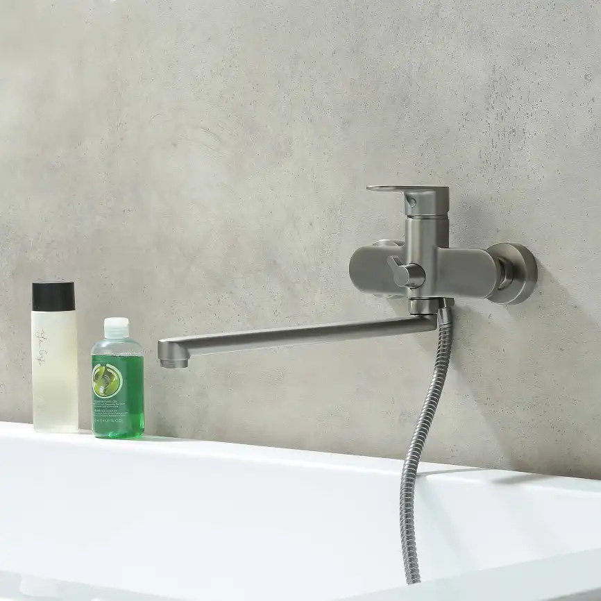 Смеситель для ванны Aquatek Ника AQ1842BGM с длинным изливом, Оружейная сталь фото 7