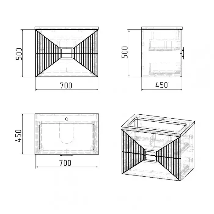 Тумба под раковину Grossman Луксор 70 подвесная, графит матовый (107058) фото 7
