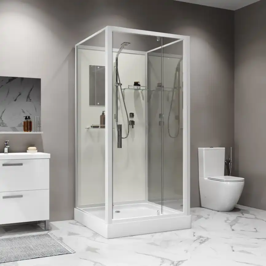 Душевая кабина Niagara Standart 100х100 ST100/15Q/BK низкий поддон, белый профиль, без крыши фото 8