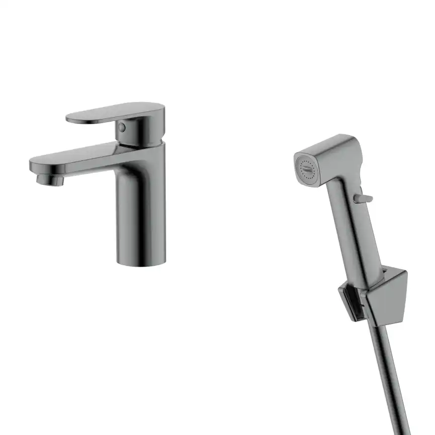 Смеситель для раковины Aquatek Ника AQ1812BGM, Оружейная сталь фото 1