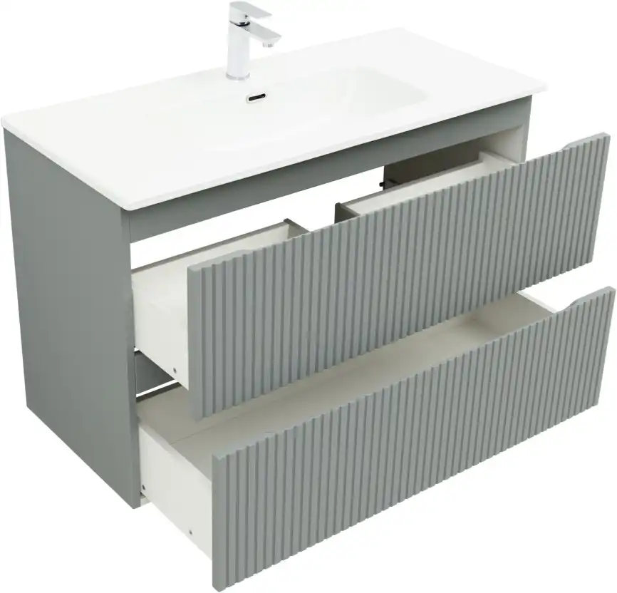 Тумба под раковину Aquanet Джейн (Flat) 100 мисти грин, подвесная, 335436 фото 6