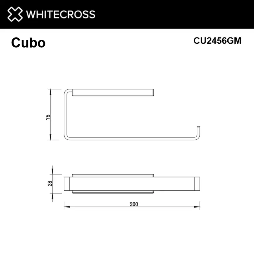 Полотенцедержатель Whitecross CUBO gunmetal, CU2456GM, Оружейная сталь фото 2
