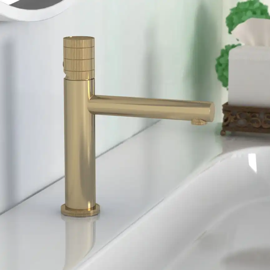 Смеситель для раковины Vincea Groove VBF-4G1BG4, брашированное золото фото 1