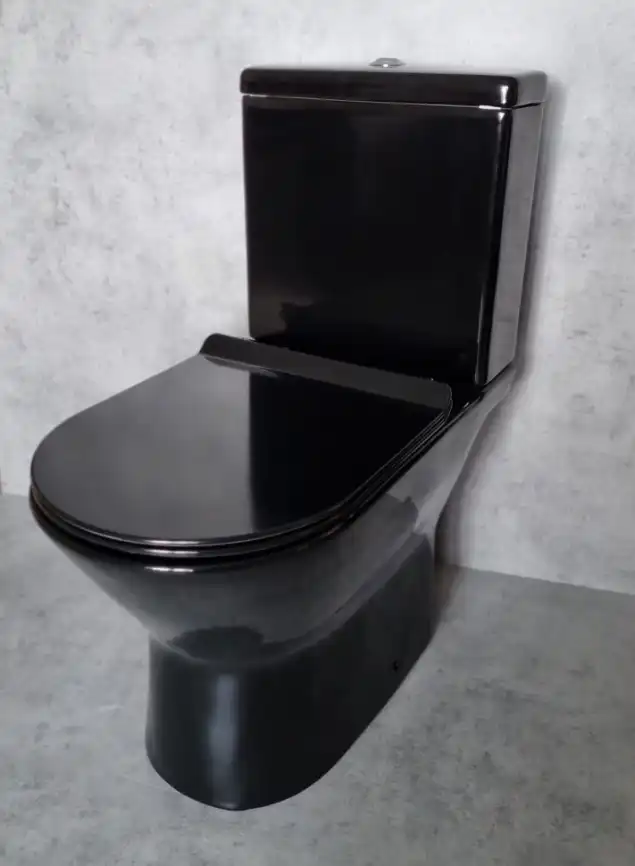 Унитаз-компакт Ceramalux 9126-18, безободковый, с бачком и сидением микролифт Черный фото 4