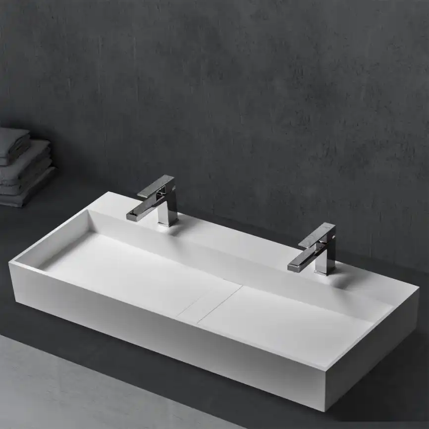 Раковина накладная ABBER STEIN 120х40х15 AS2642, прямоугольная, белая матовая фото 1