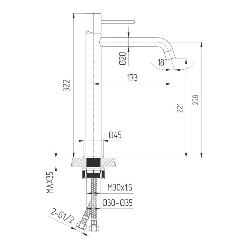 Смеситель для раковины AVS Slimmer высокий, брашированное розовое золото, 811-101-PG фото 2