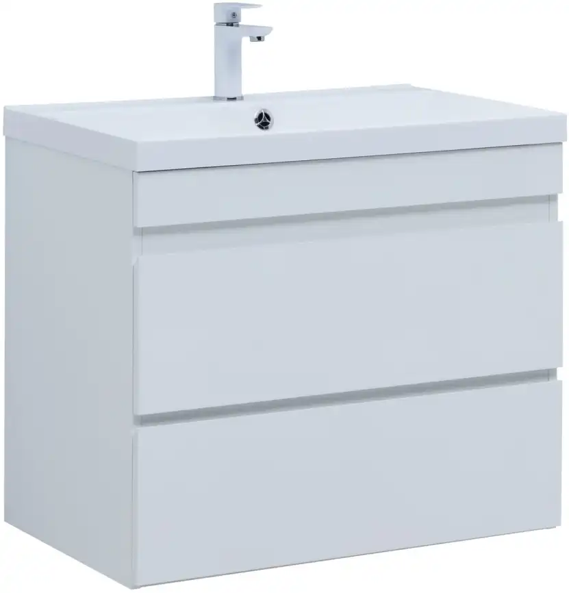 Тумба под раковину Aquanet Нота New 75 2 ящика, белый глянец 335418 фото 7