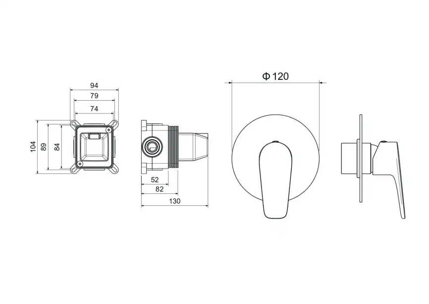Смеситель для душа Aquatek Бетта AQ1166CR встраиваемый, с внутренней частью, Хром фото 2