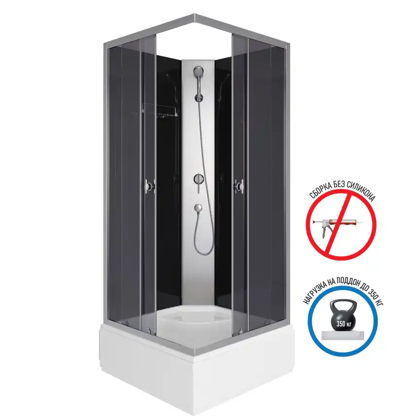 Душевая кабина Niagara Eco 90х90х200 E90/26Q/TN/BK средний поддон, без гидромассажа фото 2