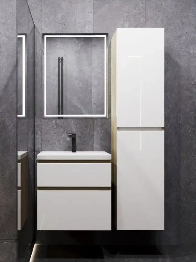 Тумба с раковиной FAURAplus Аврора 60-2, подвесная (Раковина Classica 60) Фасад Белый фото 1