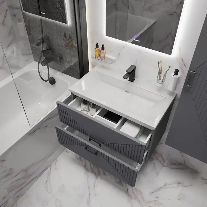 Тумба под раковину Grossman Луксор 60 подвесная, графит матовый (106056) фото 6