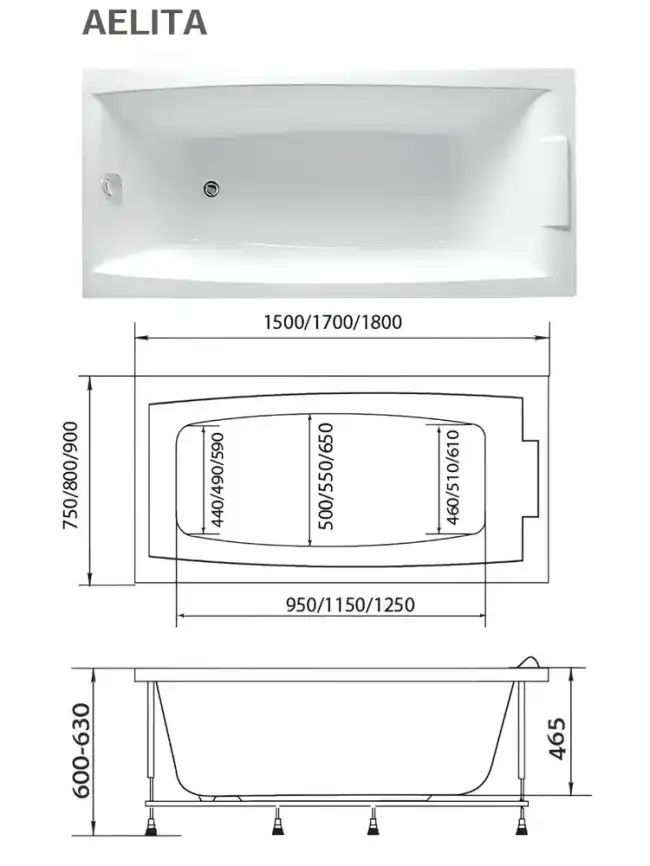 Акриловая ванна Marka One AELITA 150х75 Прямоугольная белая 01ае1575 фото 8