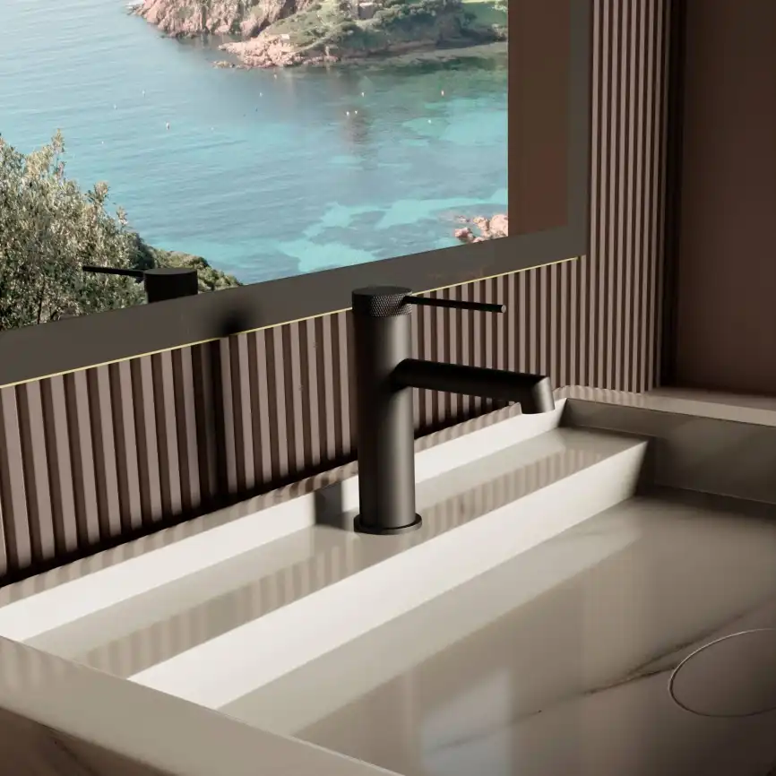 Смеситель для раковины Vincea Rim VBF-2RM1MB однорычажный, матовый черный фото 1