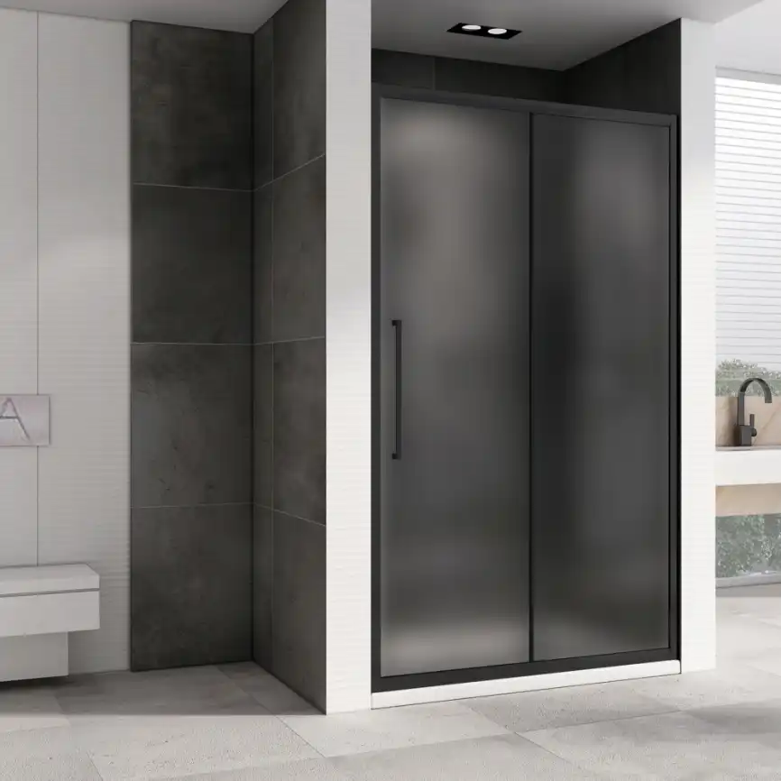 Душевая дверь Abber Schwarzer Diamant 100 см, AG30100BMH, профиль Черный, стекло Матовое фото 2