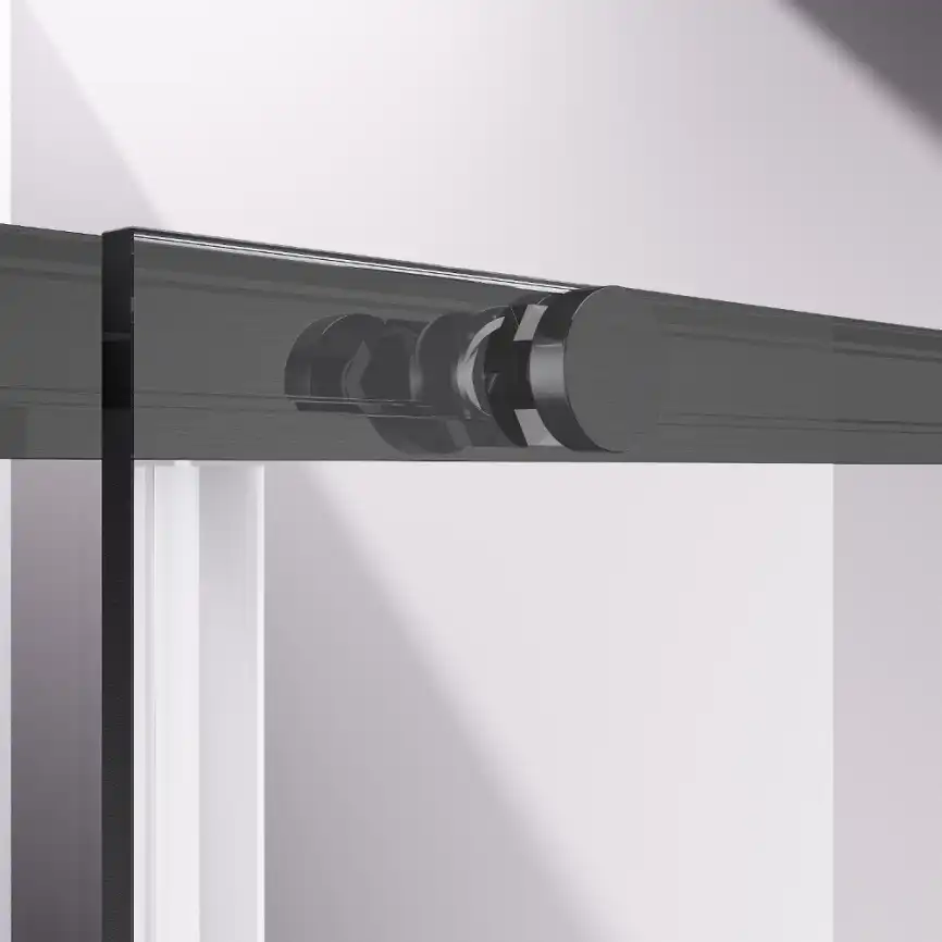 Душевой уголок Vincea Slim-N 140х90 VSR-4SN9014CLGM, дверь раздвижная, профиль вороненая сталь, стекло прозрачное фото 4